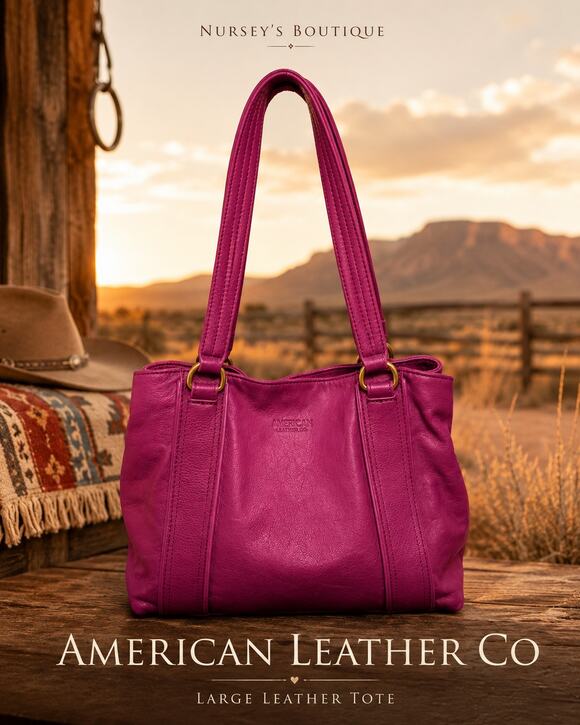 American Leather Co Handbags - American Leather Co Purple Leather Val Perfect Satchel Tote Shoulder Bag